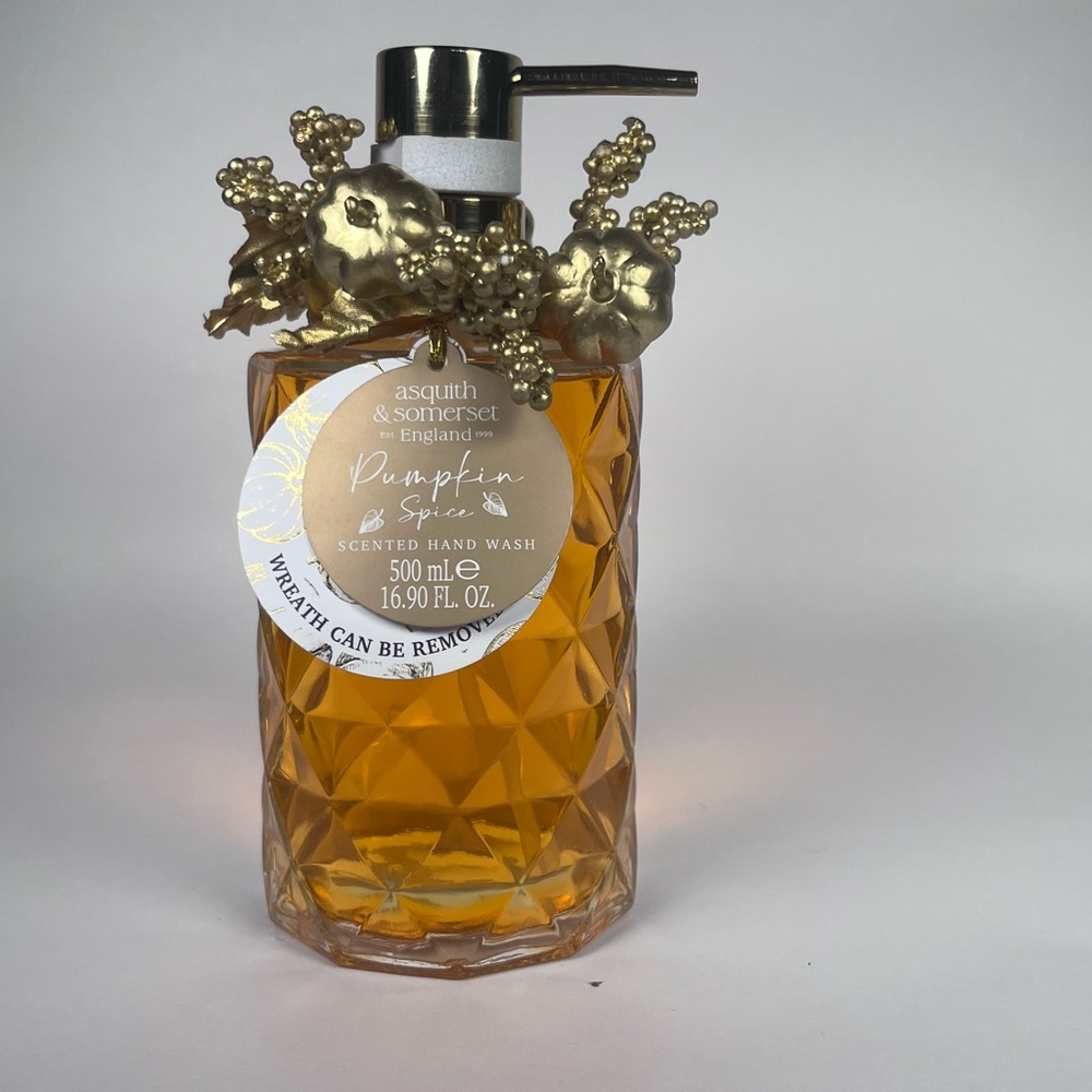 Asquith & Somersat Pumpkin Spice Scented Hand Wash Gold Glass Bottle